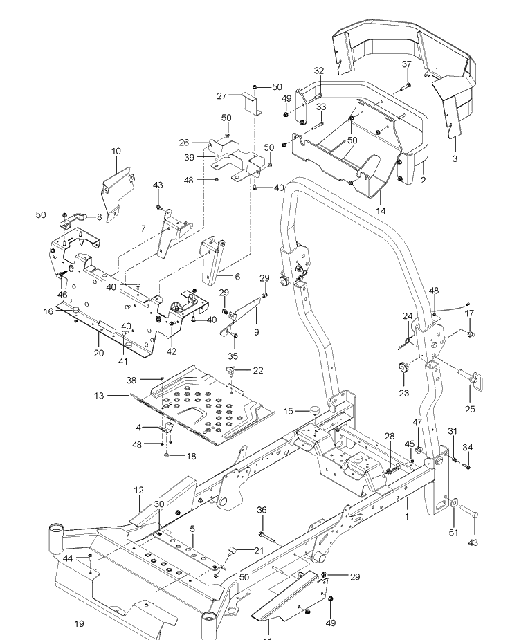 Frame Diagram and Parts List for Z572X (96766980200)(2018-04) Husqvarna Lawn Mower
