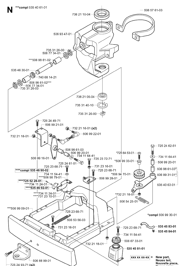Steering 2 Diagram and Parts List for PR18 (953521901)(2004-01) Husqvarna Lawn Mower