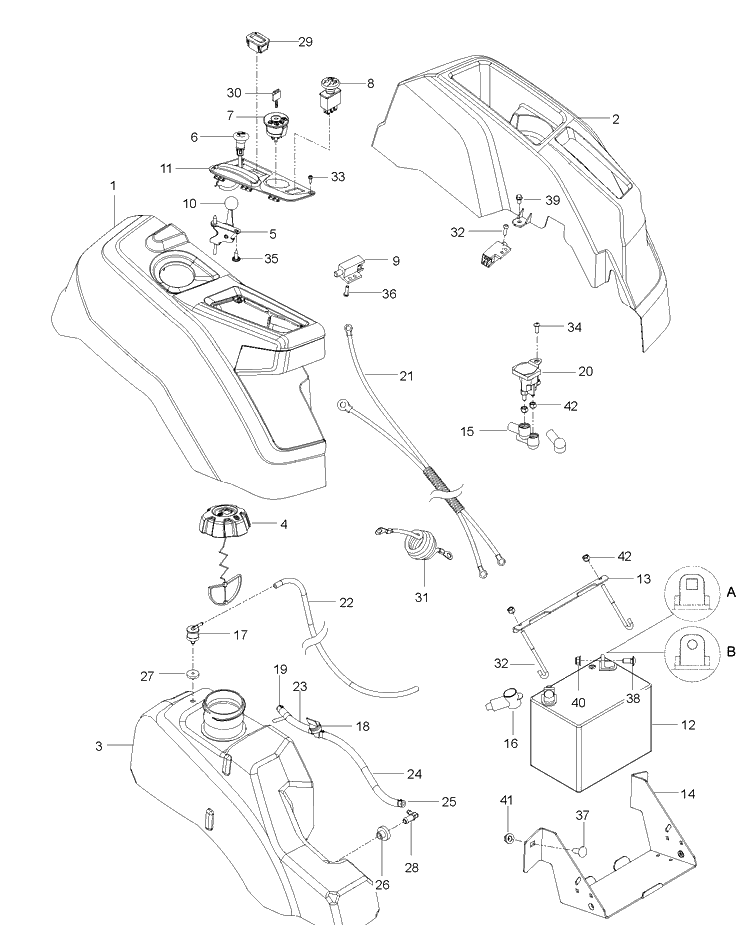 Ignition System Diagram and Parts List for Z242F  Husqvarna Lawn Mower