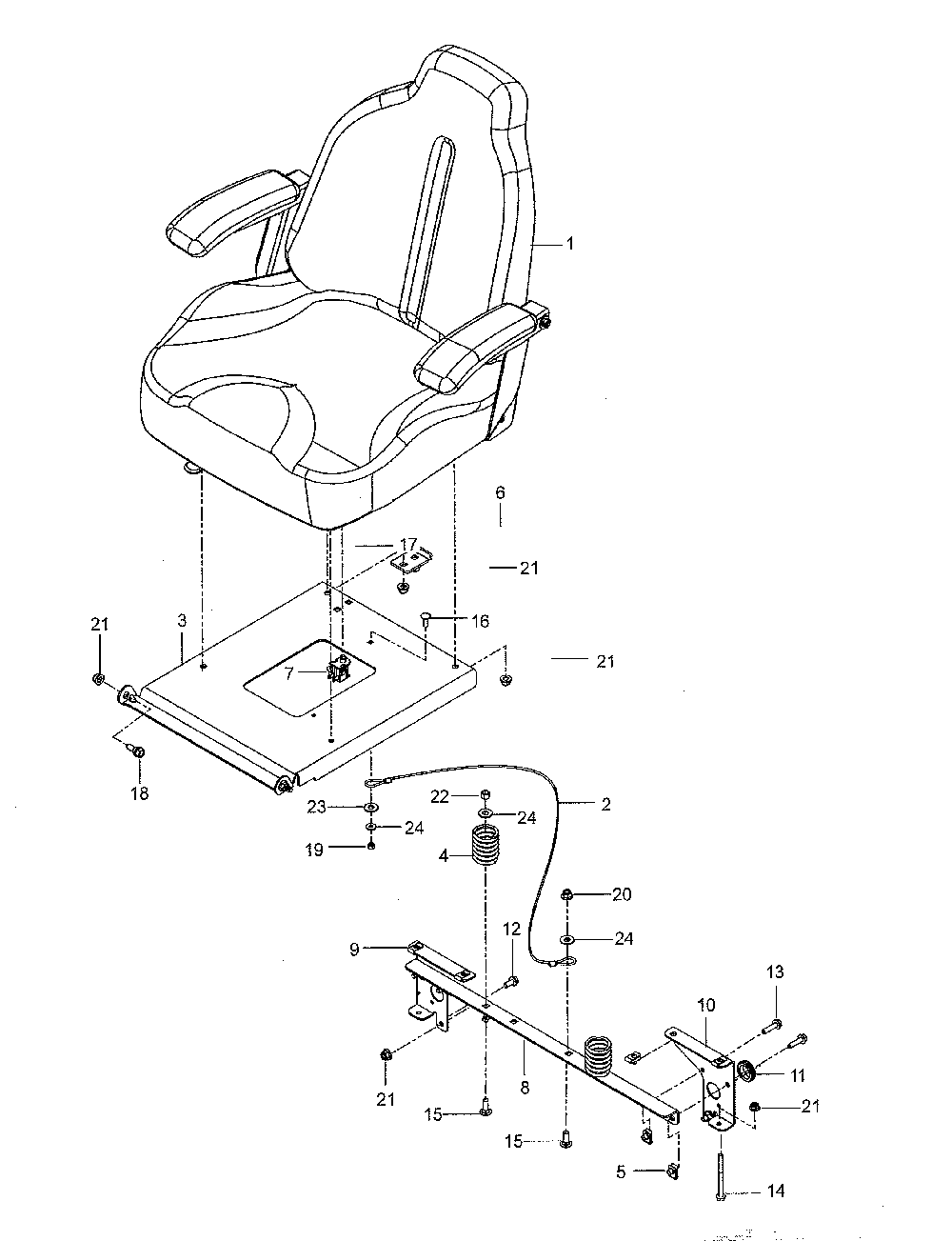 Seat Diagram and Parts List for 967277501-01  Husqvarna Lawn Mower