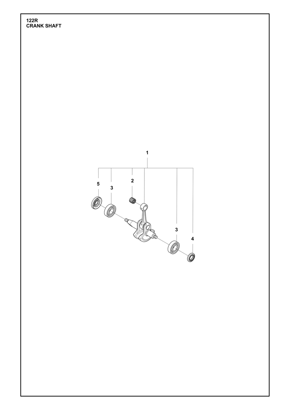Crankshaft Diagram and Parts List for 122R  Husqvarna Brush Cutter