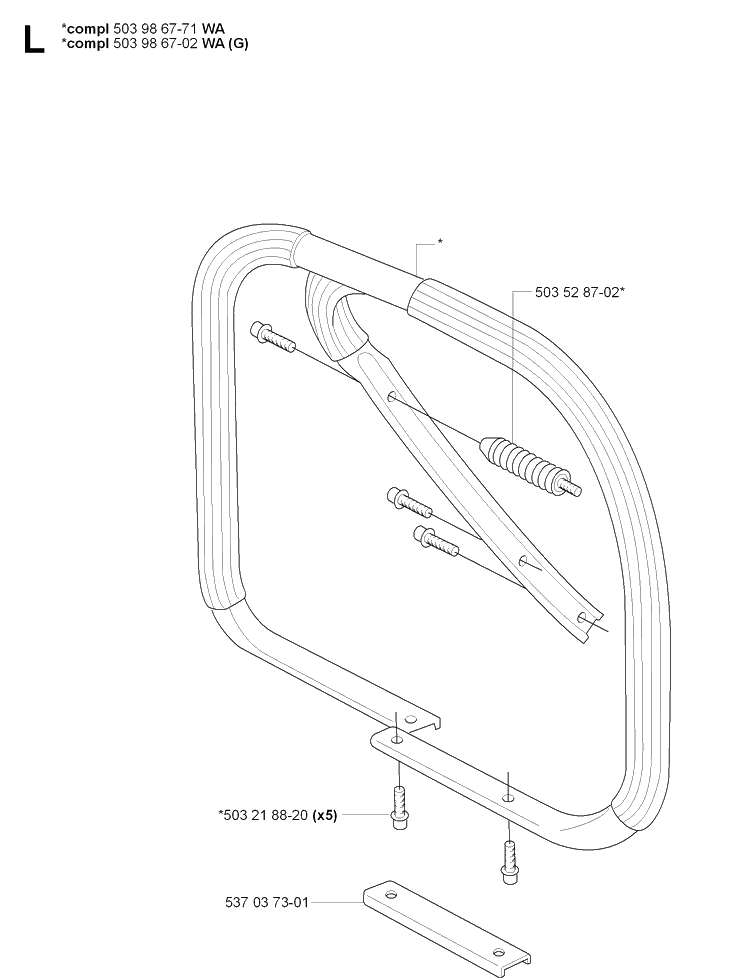 Handle Diagram and Parts List for 385 20064000001-Current Husqvarna Chainsaw