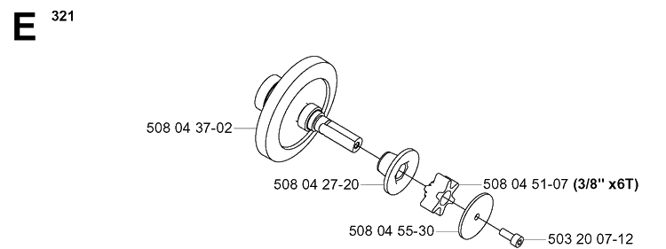 Clutch Diagram and Parts List for 317 20053600001-20061900000 Husqvarna Chainsaw