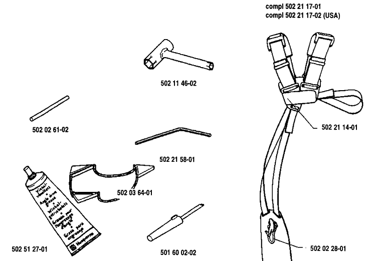 Accessories Diagram and Parts List for 235R 1992-12 Husqvarna Brush Cutter