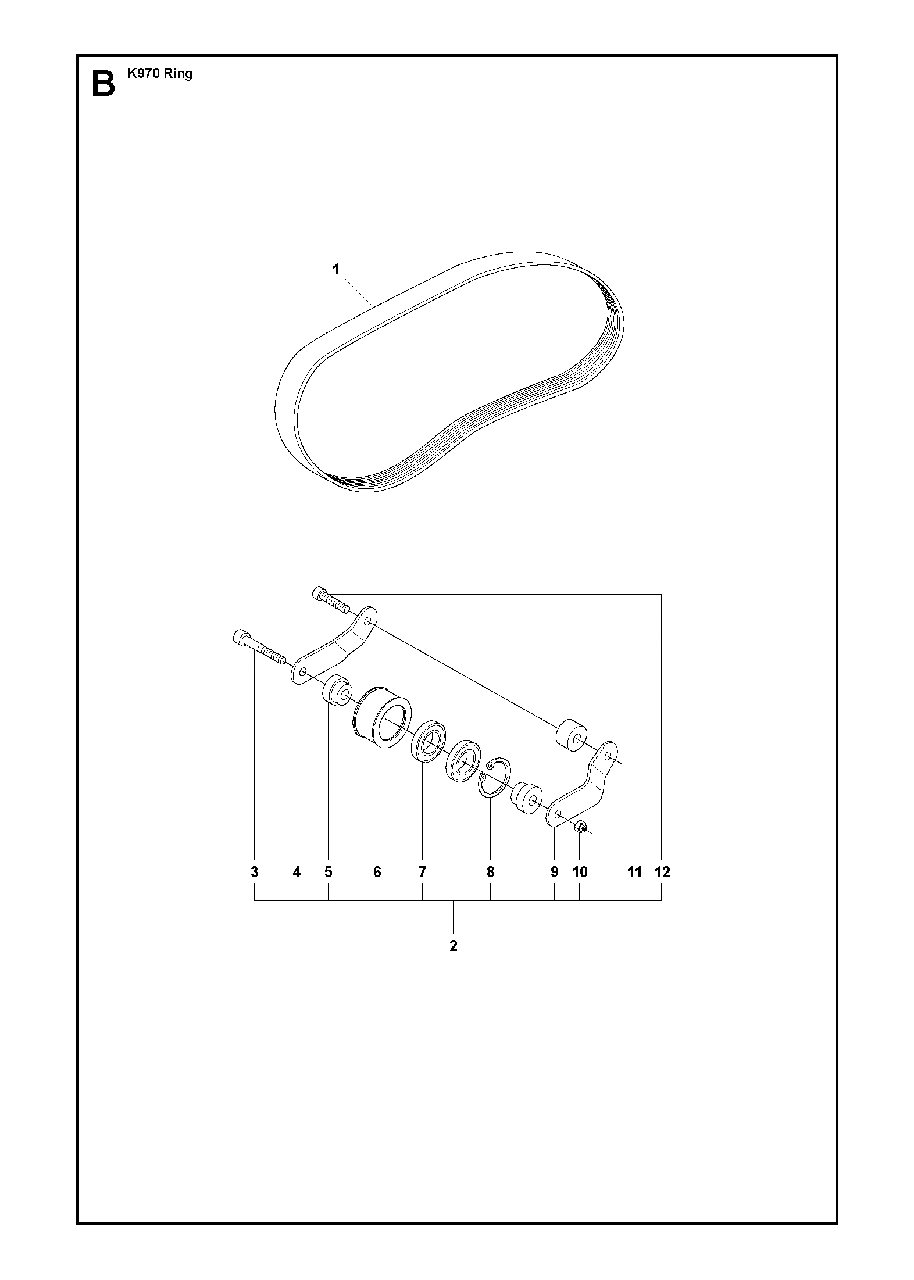 Belt Diagram and Parts List for K970RING 2011-12 Husqvarna Circular Saw