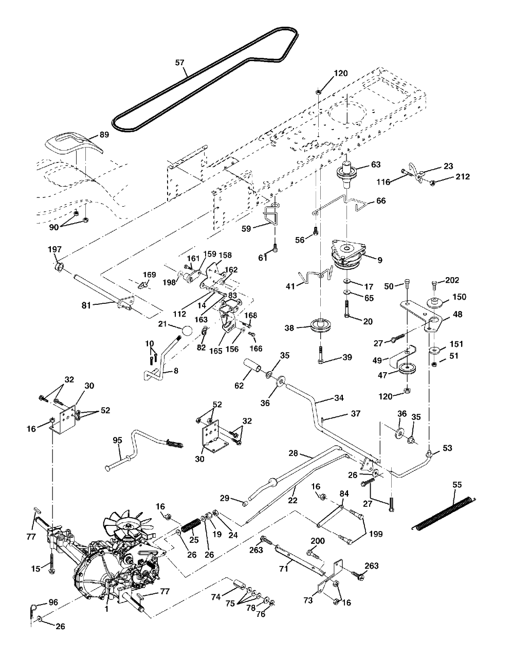Drive Diagram and Parts List for YTH2148 (954572035-A)(2005-01) Husqvarna Lawn Tractor