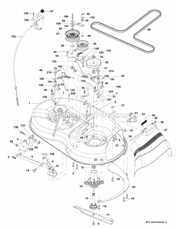 Page F Diagram and Parts List for 96018000100 2010-02 Husqvarna Lawn Tractor
