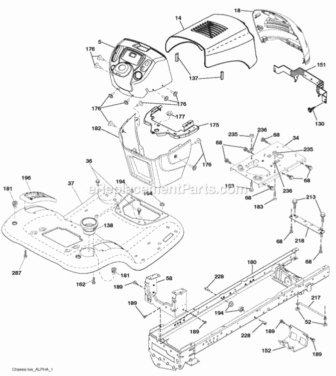 Page A Diagram and Parts List for 960480001 2010-02 Husqvarna Lawn Tractor