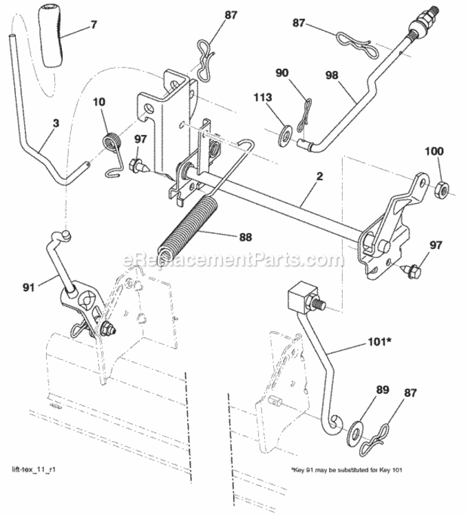 Page G Diagram and Parts List for 960480001 2010-02 Husqvarna Lawn Tractor
