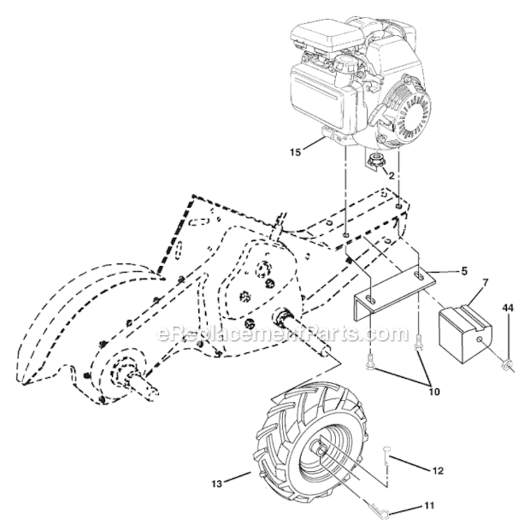 Main_Frame_Right_Side Diagram and Parts List for 96093001202  Husqvarna Tiller