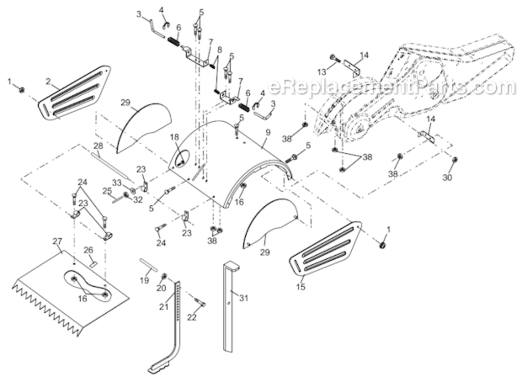 Tine_Shield Diagram and Parts List for 96093001202  Husqvarna Tiller