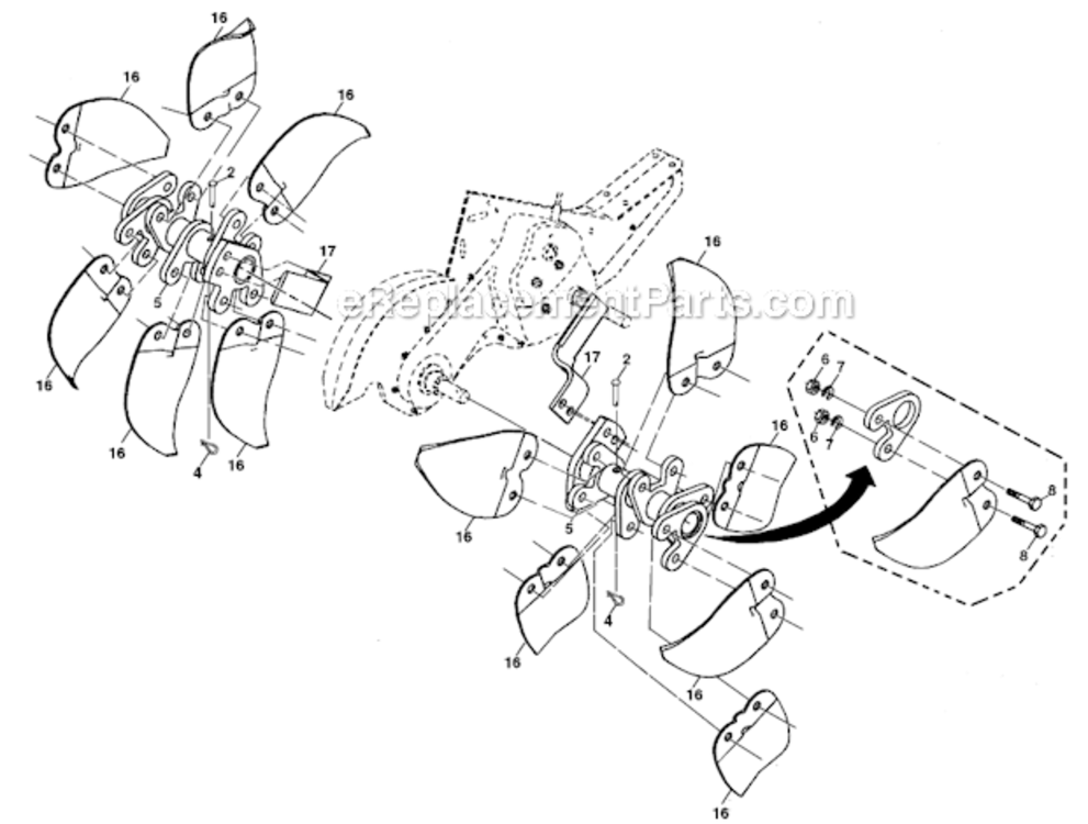 Tine_Assembly Diagram and Parts List for 96093001202  Husqvarna Tiller