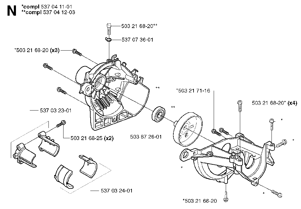 Crankcase Diagram and Parts List for 325RXT 2002-01 Husqvarna Brush Cutter