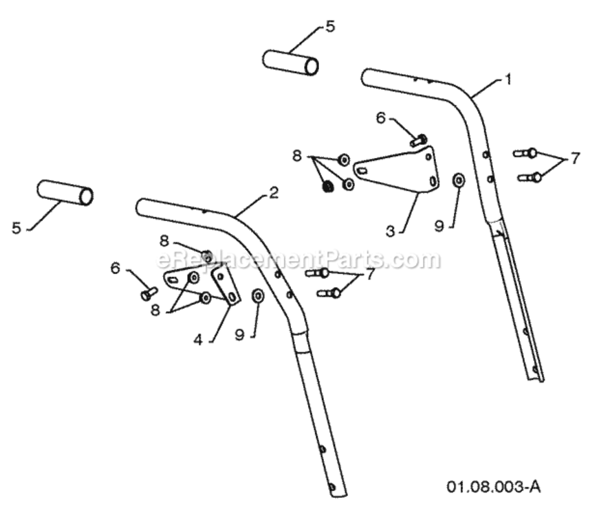 Handles Diagram and Parts List for 96194000801 2010-03 Husqvarna Snow Blower