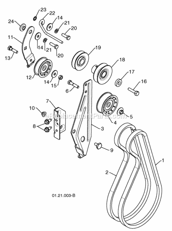 Pulleys Diagram and Parts List for 96194000801 2010-03 Husqvarna Snow Blower