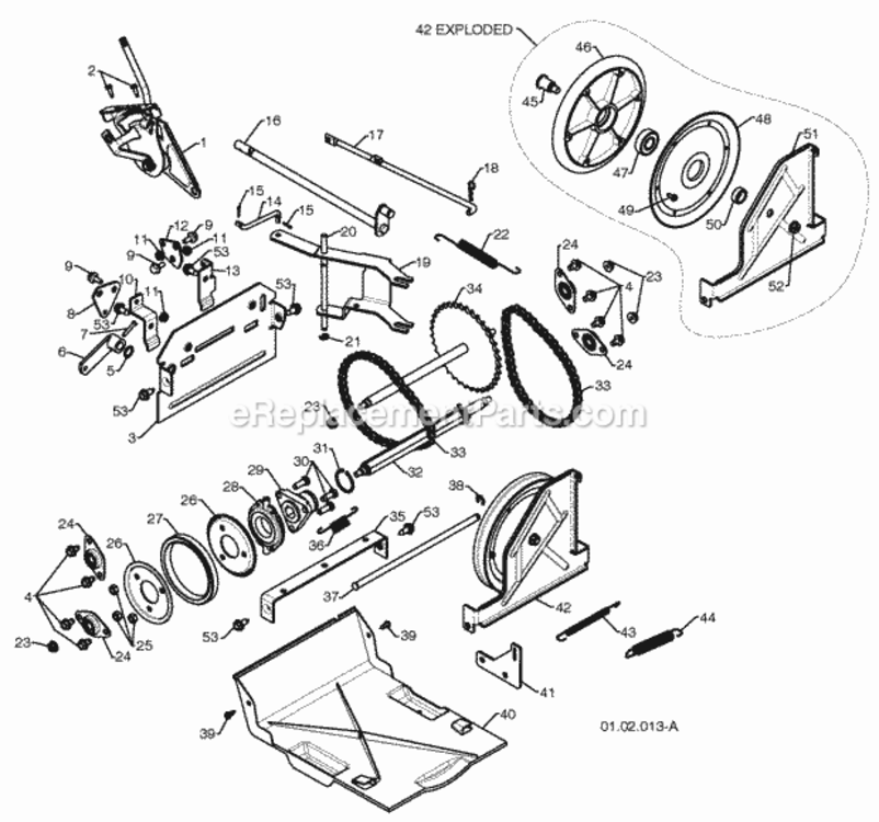 Drive Diagram and Parts List for 96194000901 2010-06 Husqvarna Snow Blower
