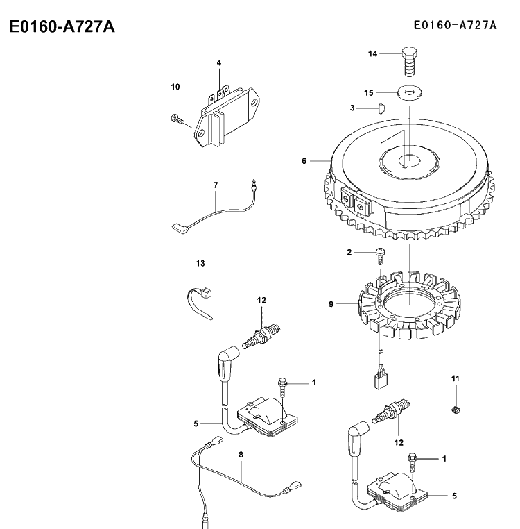 Electrical Diagram and Parts List for FH451V 2001-03 Husqvarna Engine