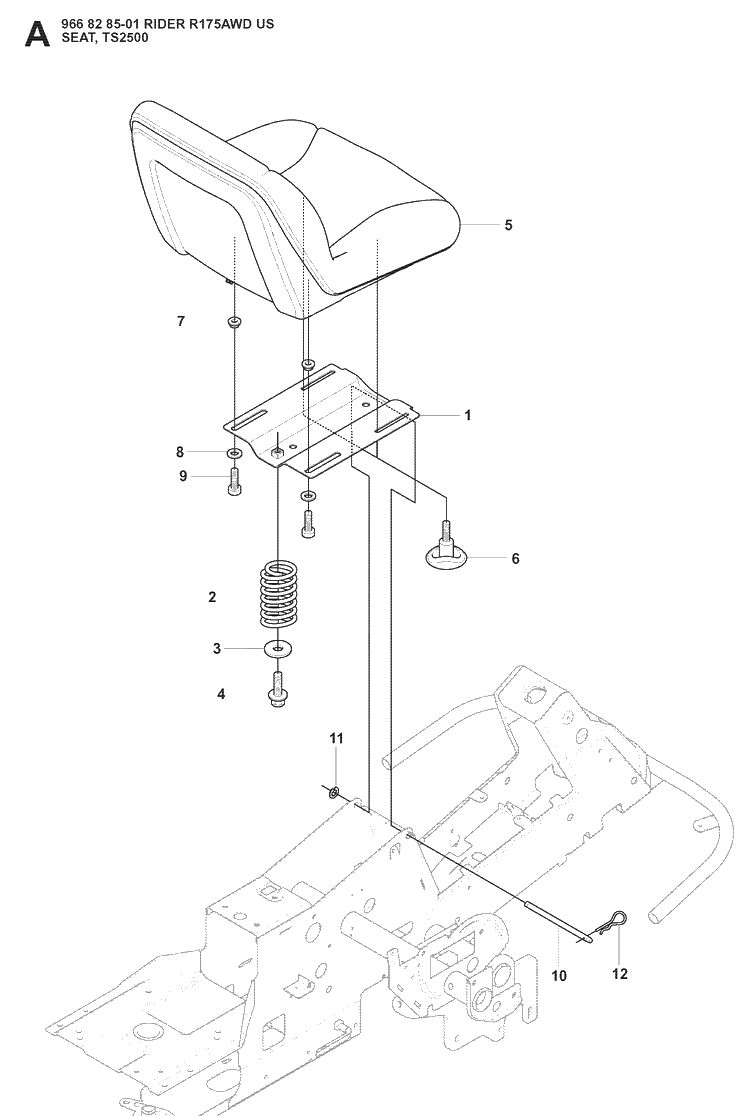 Seat Diagram and Parts List for RIDER175 (966828501)(2008-05) Husqvarna Lawn Mower