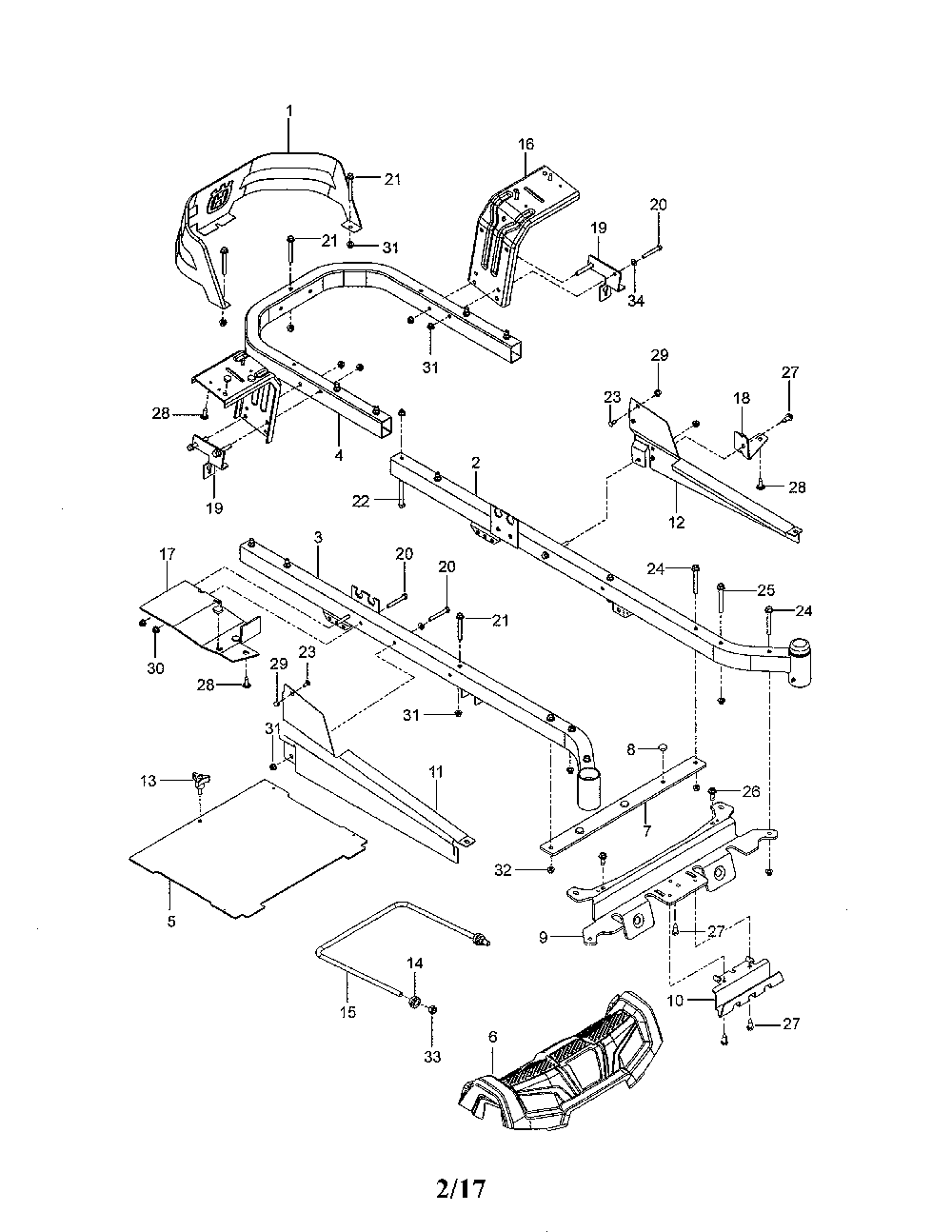 Frame Diagram and Parts List for 967271701-00  Husqvarna Lawn Tractor