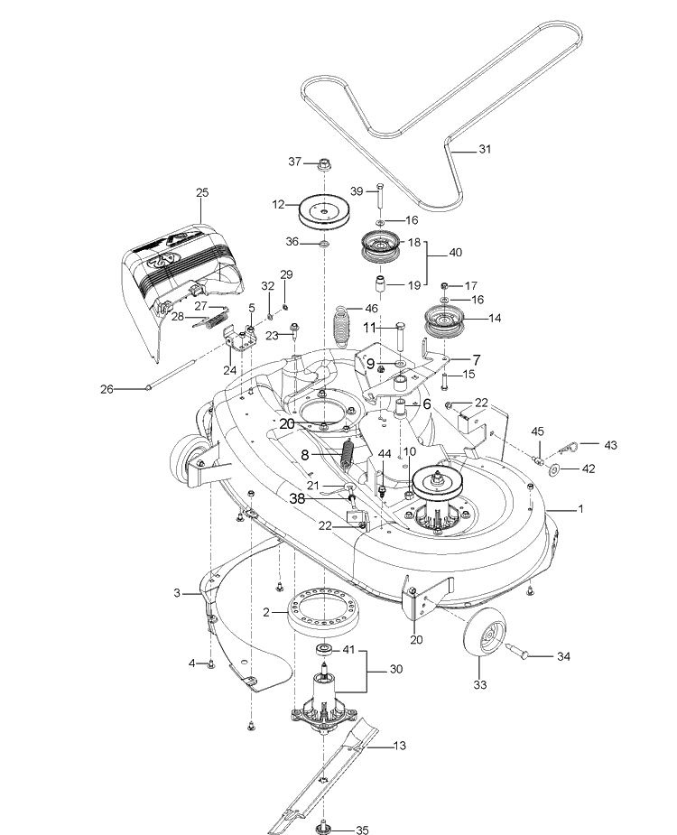 Mower Deck / Cutting Deck Diagram and Parts List for RZ4219BF (96651480100)(2010-01) Husqvarna Lawn Mower