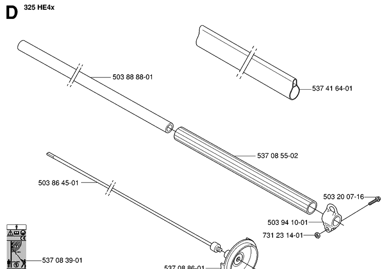 Shaft Diagram and Parts List for 323HE3 20053600001-20054000000 Husqvarna Hedge Trimmer