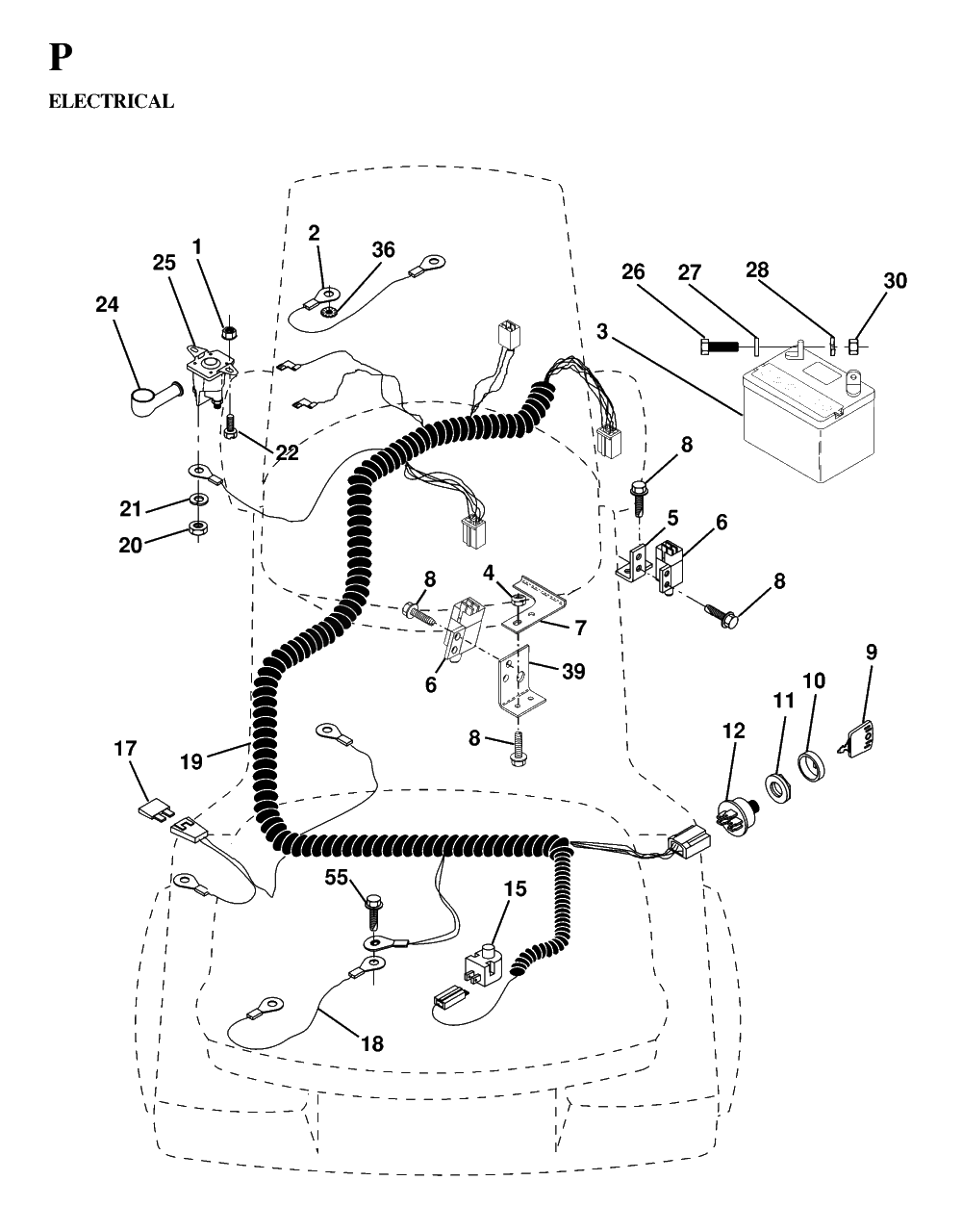 Electrical Diagram and Parts List for LT125 (954170002-A)(1997-03) Husqvarna Lawn Tractor