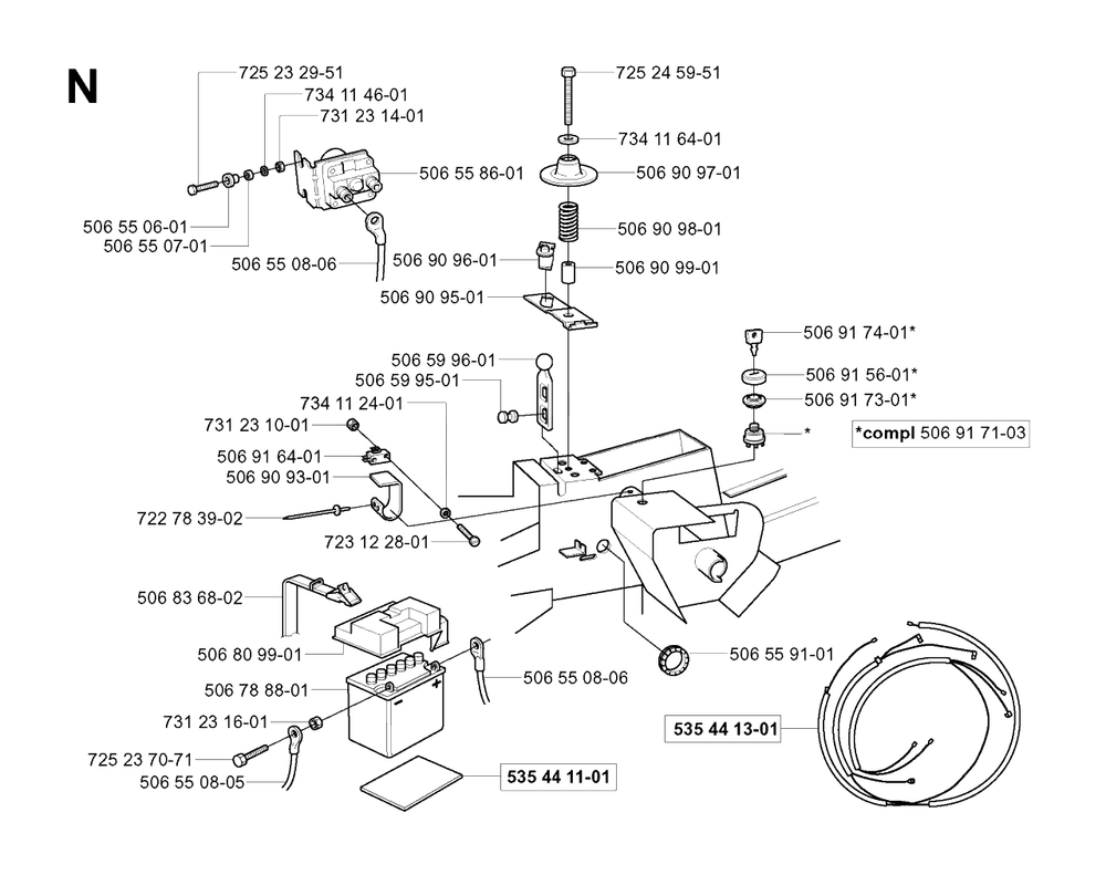 Electrical Diagram and Parts List for R16 2003-01 Husqvarna Lawn Tractor