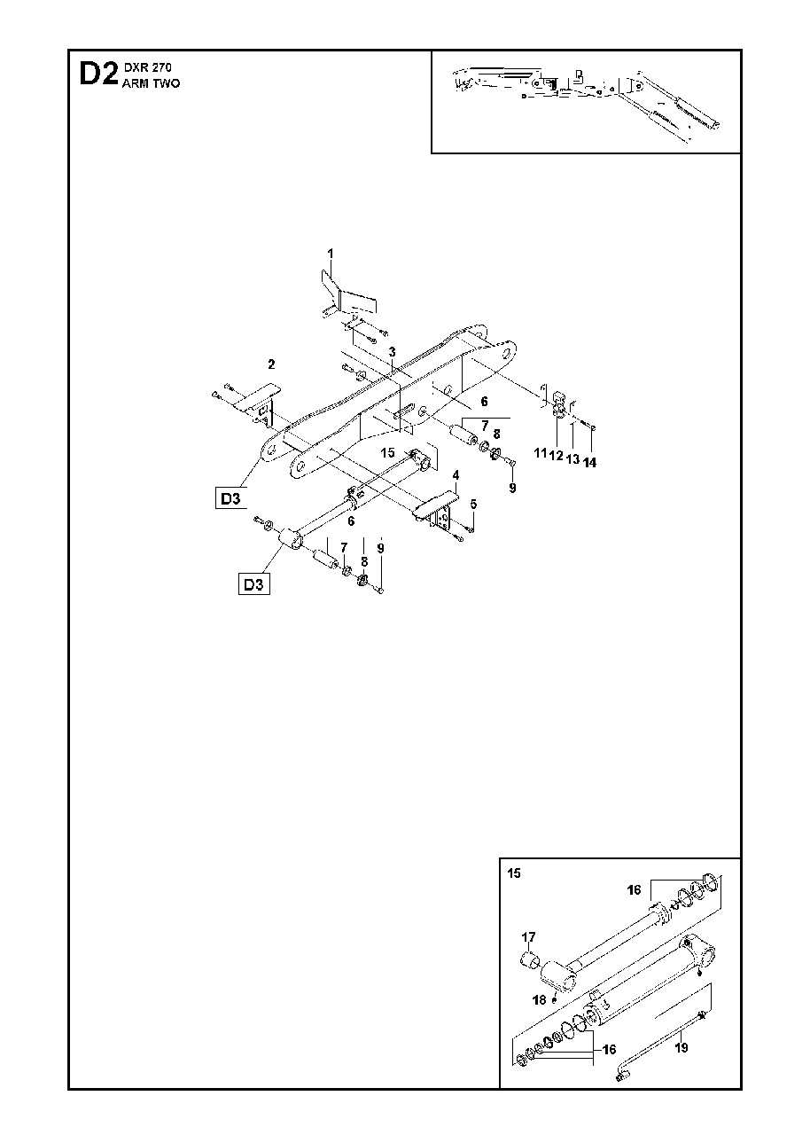Arm Two Diagram and Parts List for DXR270 (1 & Above)(2013-08) Husqvarna Demolition Hammer
