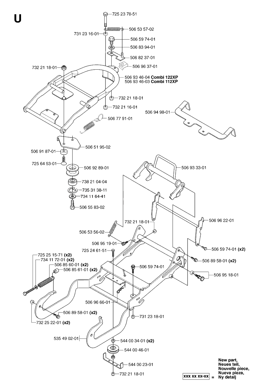 Protection Frame Diagram and Parts List for PF21AWD (953536501)(2005-04) Husqvarna Lawn Tractor