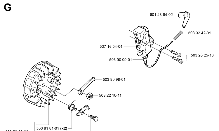 Ignition System Diagram and Parts List for 334T 20040100001-20051000000 Husqvarna Chainsaw