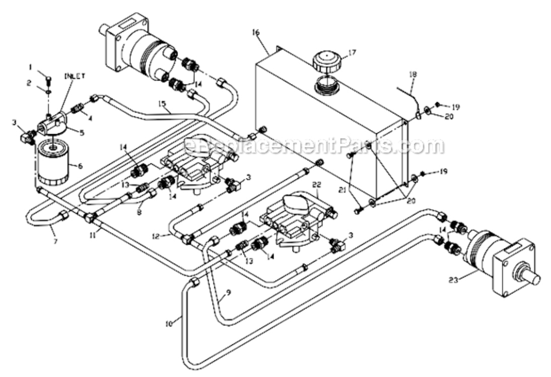 Hydraulic_Assembly Diagram and Parts List for 968999168 ZTHKW4818A Husqvarna Lawn Tractor