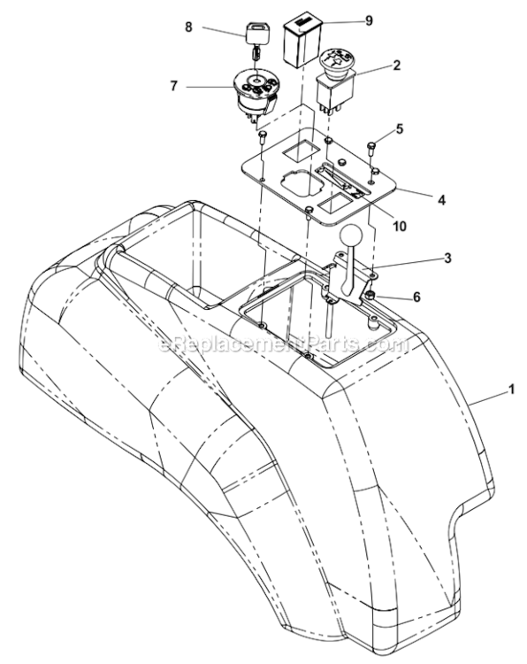 Console_Assembly Diagram and Parts List for 968999219  Husqvarna Lawn Tractor