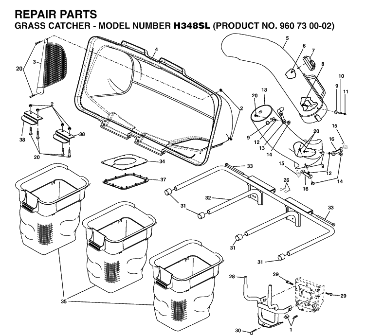 Product Complete Diagram and Parts List for 960730002 2007-03 Husqvarna Lawn Tractor Accessories