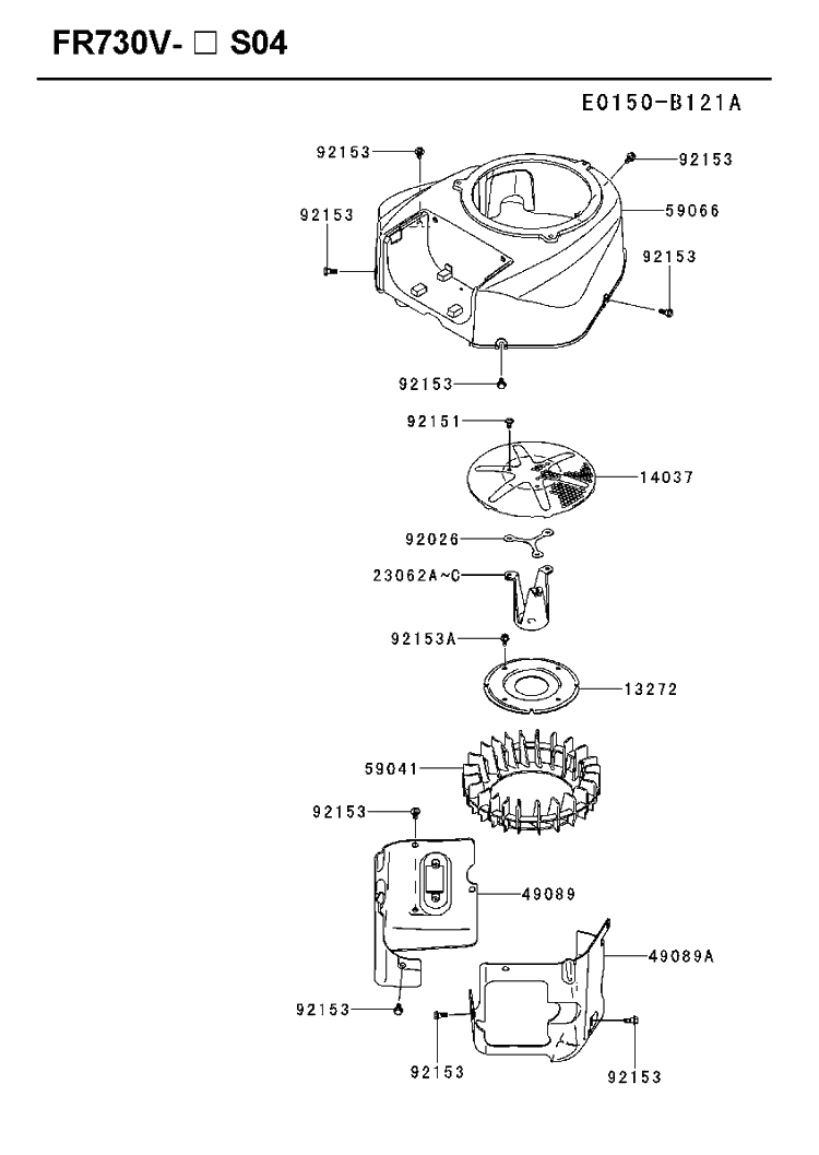 Cooling System Diagram and Parts List for FR730V-ES04 2018-11 Husqvarna Engine