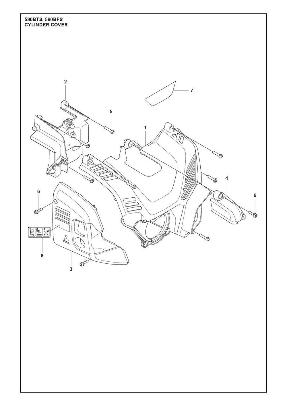 Cylinder Cover Diagram and Parts List for 590BTS  Husqvarna Leaf Blower / Vacuum