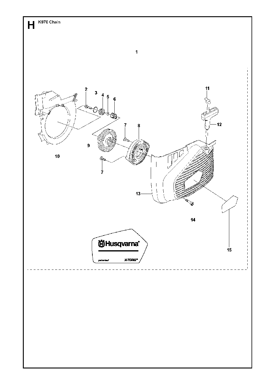Starter Diagram and Parts List for K970CHAIN 2011-12 Husqvarna Circular Saw