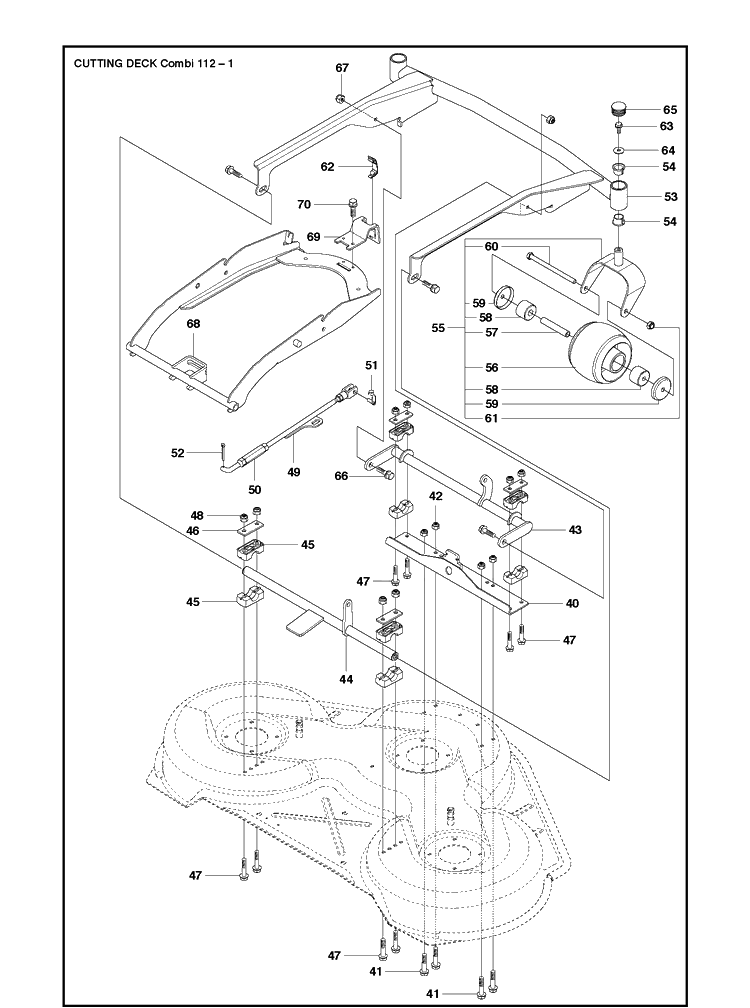 44 Inch/112cm Cutting Deck Diagram and Parts List for COMBI112 (R300SERIES)(2019-01) Husqvarna Lawn Mower