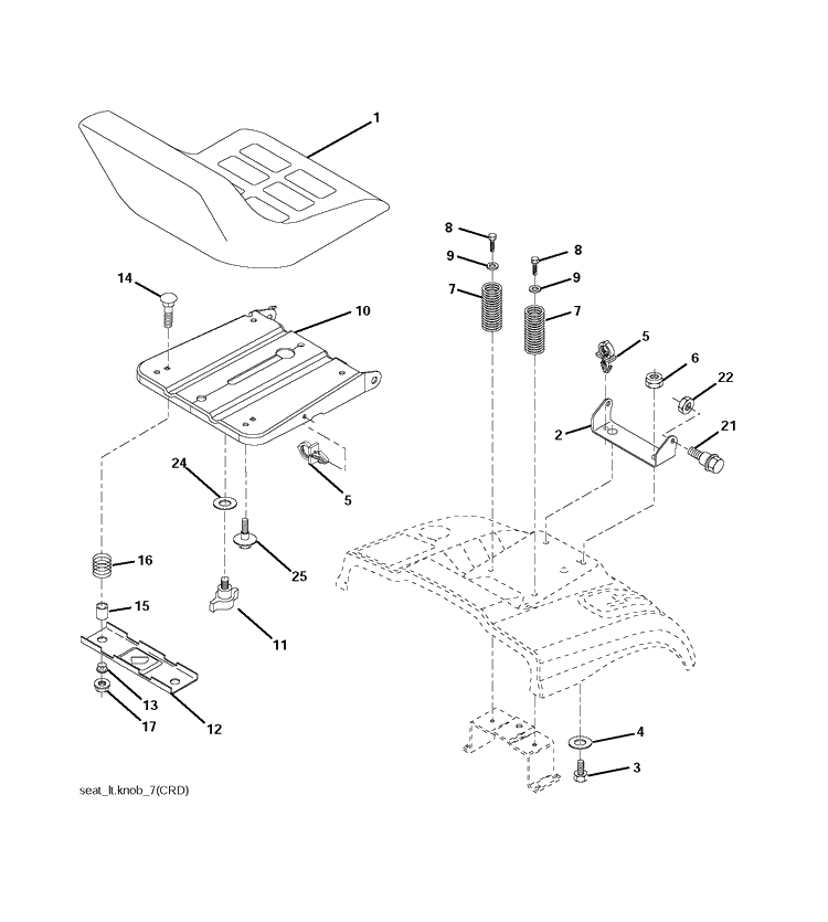 Seat Diagram and Parts List for CTH150 (96061018202)(2007-09) Husqvarna Lawn Tractor