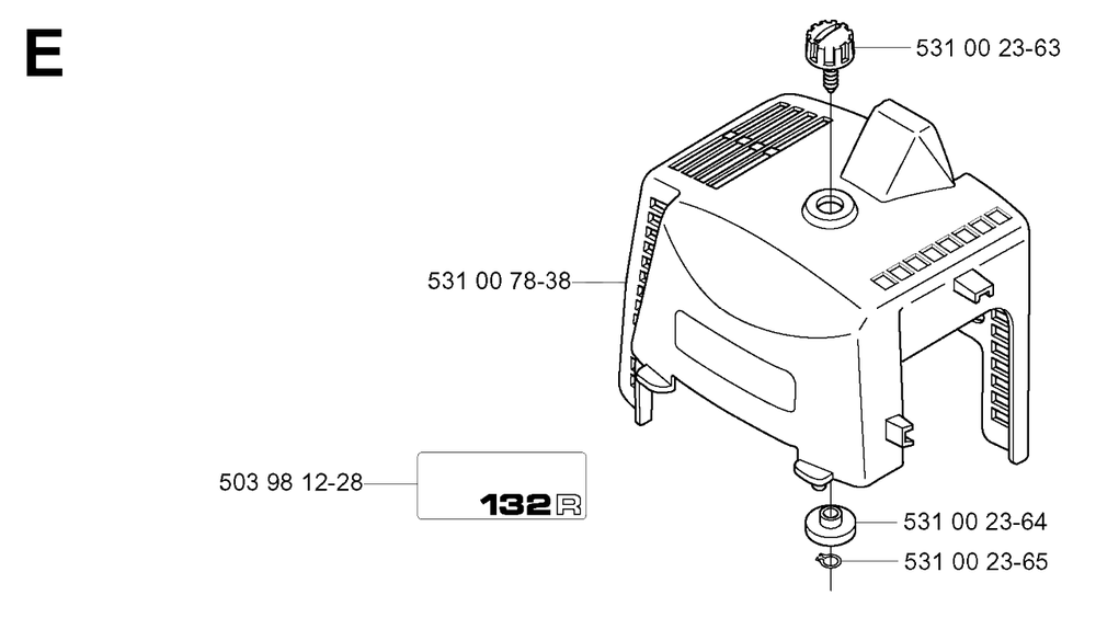 Cylinder Cover Diagram and Parts List for 132R 20050100001 & Above Husqvarna Trimmer