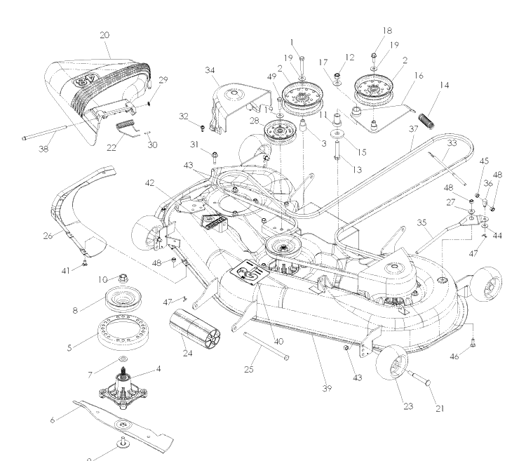 48 Inch Cutting Deck Diagram and Parts List for Z4824 (968999512)(2007-04) Husqvarna Lawn Mower