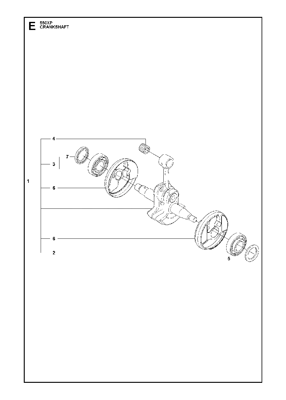 Crankshaft Diagram and Parts List for 550XP-XPG 2014-01 Husqvarna Chainsaw