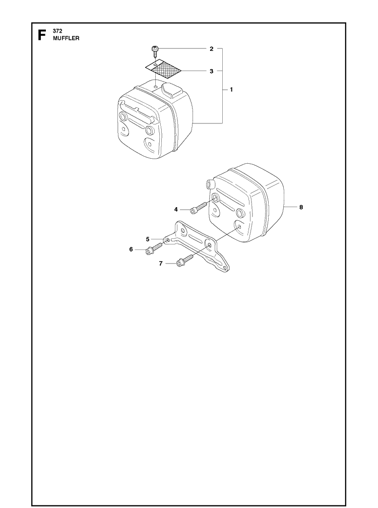 Muffler Diagram and Parts List for 372 2011-05 Husqvarna Chainsaw