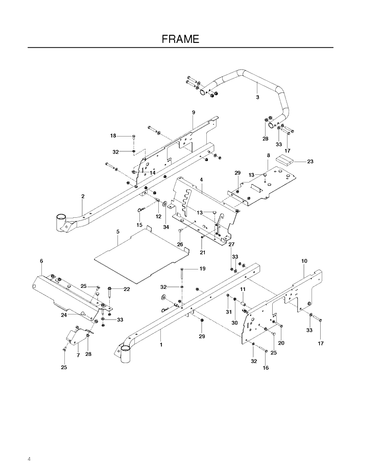 Frame Diagram and Parts List for RZ4219 (966809001)(2011-09) Husqvarna Lawn Mower