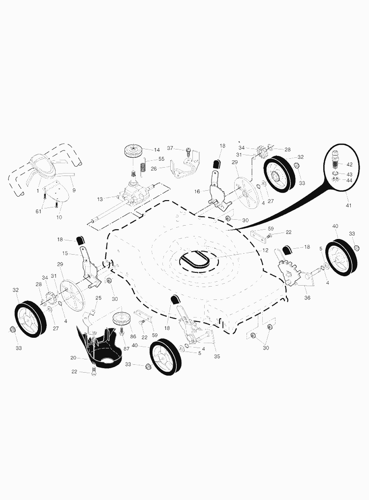Drive Diagram and Parts List for LC356V  Husqvarna Lawn Mower