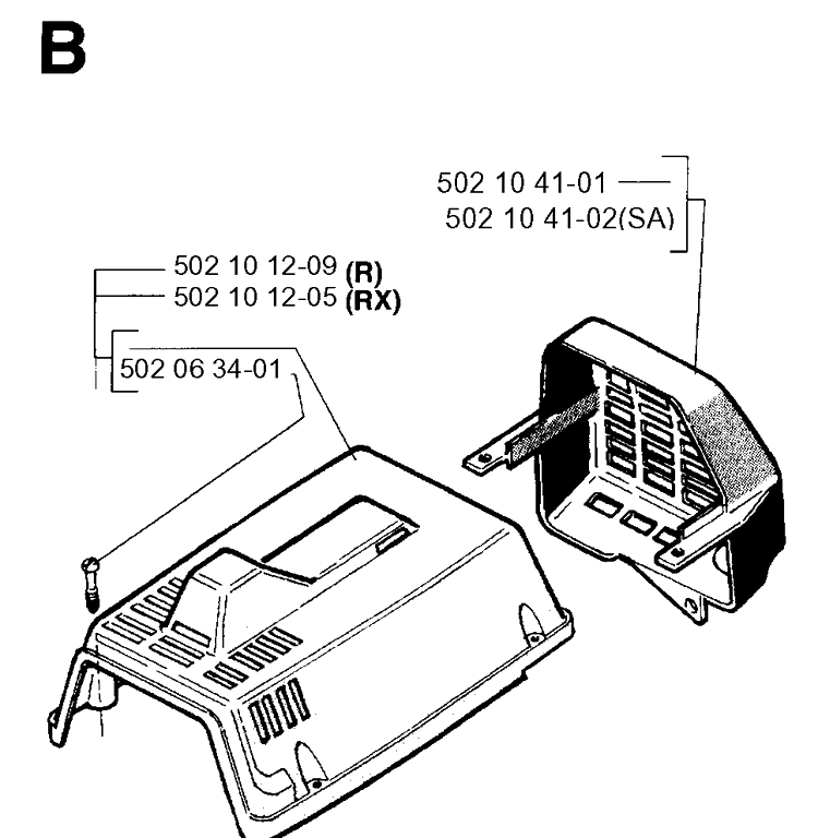 Cylinder, Piston And Muffler Diagram and Parts List for 250RX 19954000001-19973100000 Husqvarna Brush Cutter