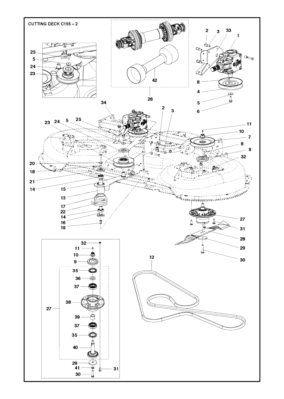61-Inch/155cm Cutting Deck 7 Diagram and Parts List for C155 (967293901)(2019-09) Husqvarna Lawn Tractor Accessories