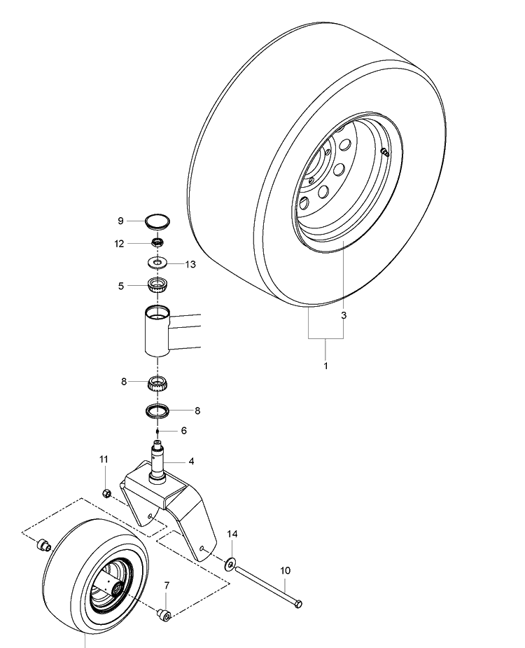 Wheels And Tires Diagram and Parts List for PZ29FXBF (96655380100)(2011-01) Husqvarna Lawn Mower