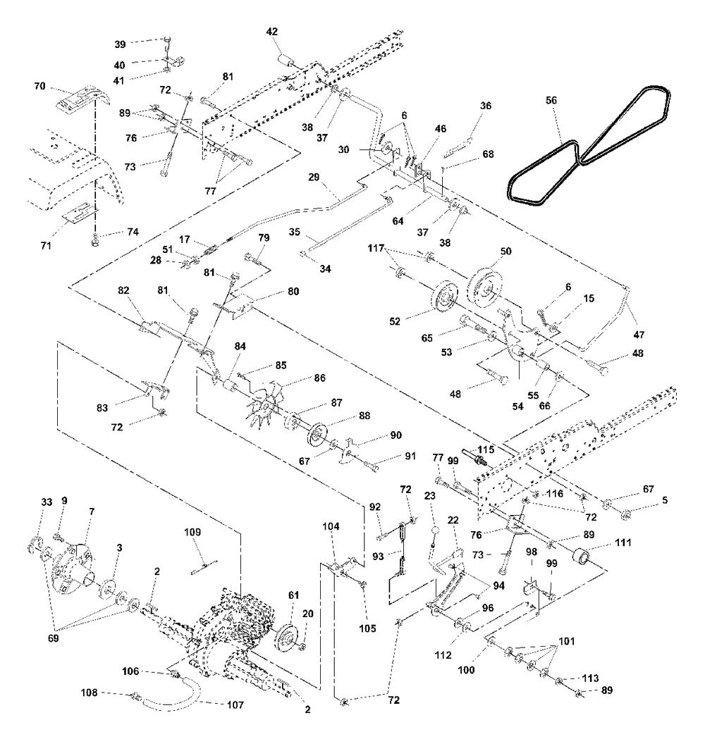 Ground Drive Diagram and Parts List for GTH2550 (954567109-B)(2001-02) Husqvarna Lawn Tractor