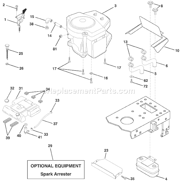 Page E Diagram and Parts List for GTVH200 (954140016B) (1999-03) Husqvarna Lawn Tractor