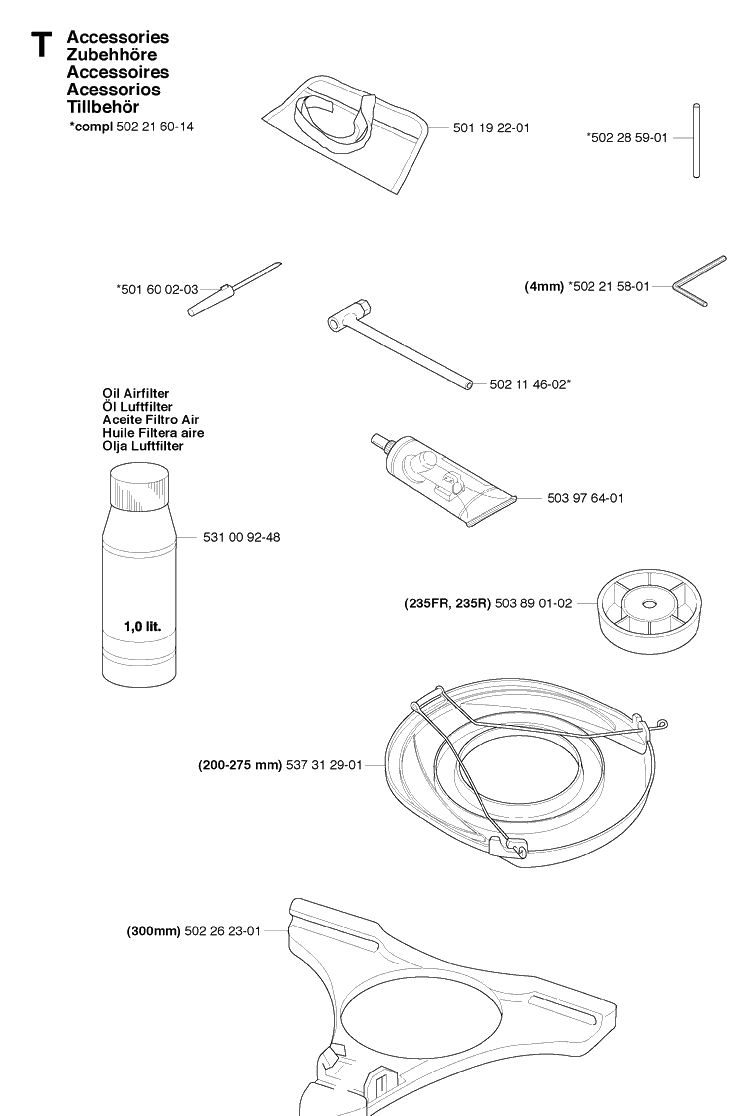 Accessories 2 Diagram and Parts List for 235R  Husqvarna Brush Cutter